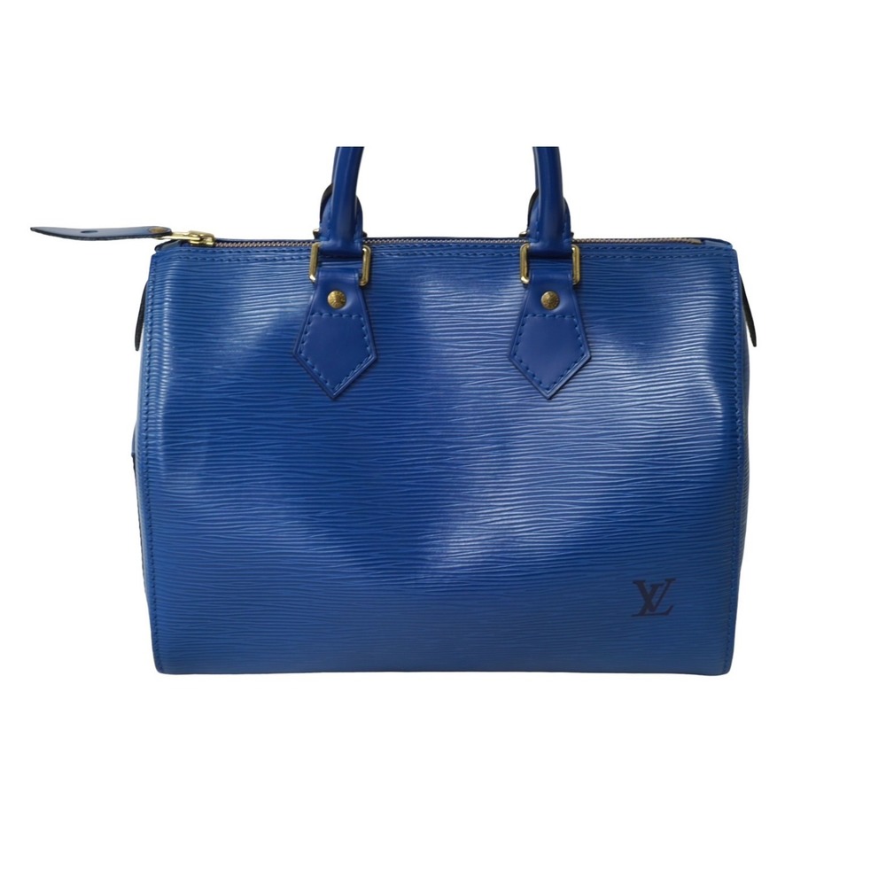 Louis Vuitton 25 Leather Handbag Epi Blue Speedy